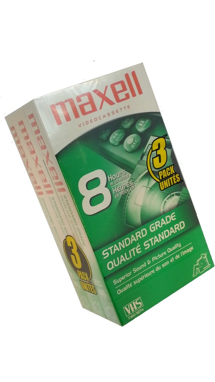 Amazon.com: Maxell 213030 VHS T160 Standard Grade - 3 Pack : T-160